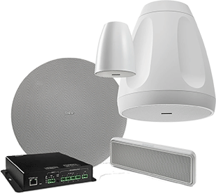 Shure MXP Loudspeakers and PoE+ Networked Amplifier