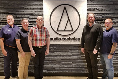 Reid Peterson, Audio-Technica U.S. Executive Director, System Solutions; Michael Combs, Territory Sales Manager; Jason Ingle, Territory Sales Manager; Matthew Jensen, Territory Sales Manager; and Greg Shade, Territory Sales Manager, System Solutions