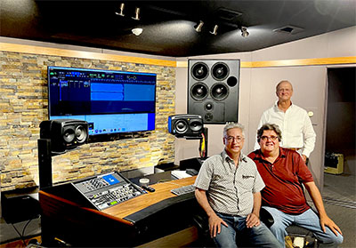 Alton Dellinger, chief of studio maintenance, Bill Crabtree, Director, M.F.A in Recording Arts and Technologies, and studio designer Carl Tatz, in MTSU’s CTD-designed Studio C