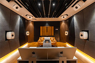  The audio reference lab uses Genelec The Ones coaxial three-way studio monitors