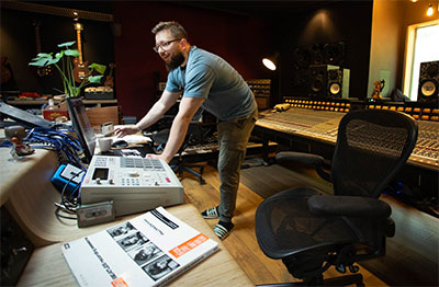 Freemonk at work in his Friary studio control room