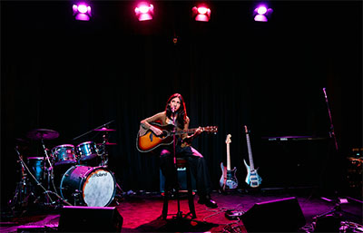 The live room with a stage and space enough to record a full orchestra