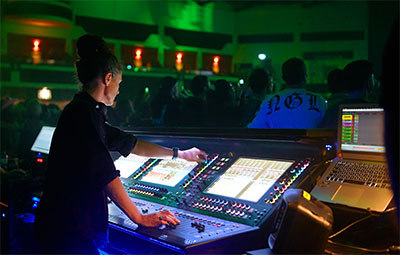 Anna Dahlin and DiGiCo Quantum 338s at FOH for Becky Hill