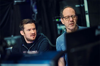 Monitor engineer Thorben Ströhlein (left) and sound designer Holger Schwark