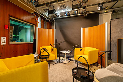 The recording studio has a relaxing atmosphere